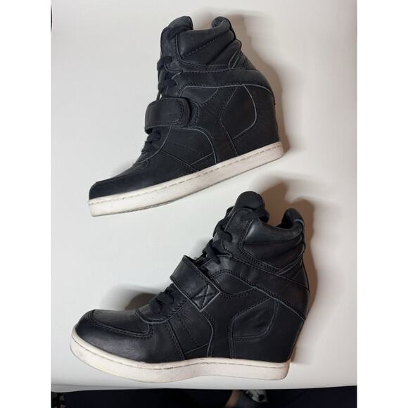 ASH Black Cool Ter Wedge Leather Sneakers Women’s 40 Retro Y2K Shoes - Picture 6 of 10
